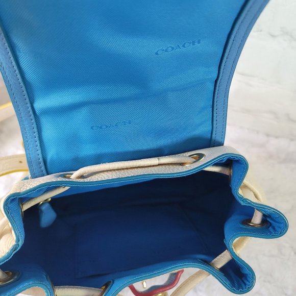 Coach Mini Turnlock Backpack White Leather With Colorblock Edge - Picture 6 of 13